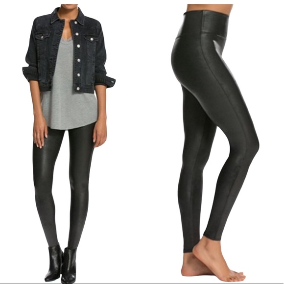SPANX Pants - SPANX Faux Leather High Waist Leggings Black M NWT